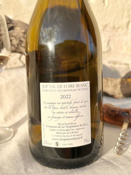 Chapitre de Blanc 2022 - Vin Blanc Sec Chenin étiquette arrière de la couteille