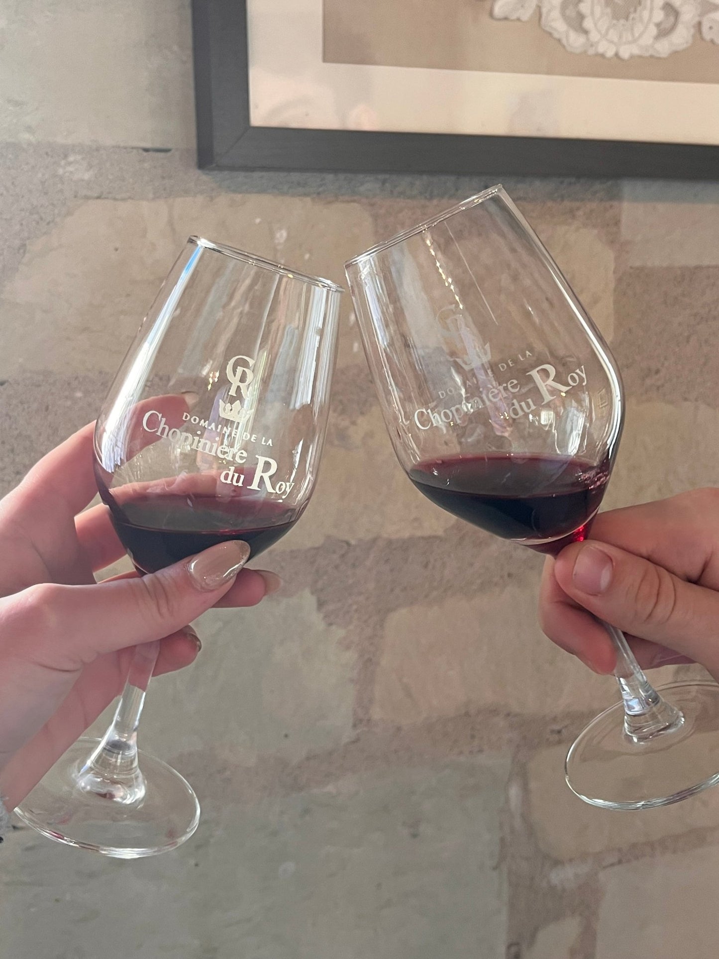 Verres de vins Saint Nicolas de Bourgueil qui trinquent